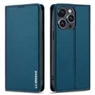 For iPhone 14 Pro LC.IMEEKE L1 Series Frosted Fine Texture PU Phone Case(Blue) - 2