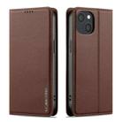 For iPhone 15 LC.IMEEKE L1 Series Frosted Fine Texture PU Phone Case(Brown) - 2