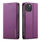 For iPhone 15 LC.IMEEKE L1 Series Frosted Fine Texture PU Phone Case(Purple) - 2