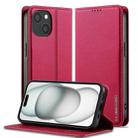 For iPhone 15 LC.IMEEKE L1 Series Frosted Fine Texture PU Phone Case(Red) - 1