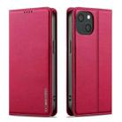 For iPhone 15 LC.IMEEKE L1 Series Frosted Fine Texture PU Phone Case(Red) - 2