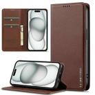 For iPhone 14 / 13 LC.IMEEKE L1 Series Frosted Fine Texture PU Phone Case(Brown) - 1