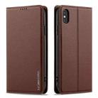 For iPhone X / XS LC.IMEEKE L1 Series Frosted Fine Texture PU Phone Case(Brown) - 2