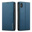 For iPhone X / XS LC.IMEEKE L1 Series Frosted Fine Texture PU Phone Case(Blue) - 2