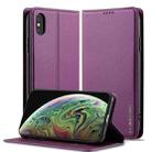 For iPhone X / XS LC.IMEEKE L1 Series Frosted Fine Texture PU Phone Case(Purple) - 1