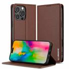 For iPhone 16 Pro Max LC.IMEEKE L1 Series Frosted Fine Texture PU Phone Case(Brown) - 1