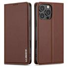 For iPhone 16 Pro Max LC.IMEEKE L1 Series Frosted Fine Texture PU Phone Case(Brown) - 2