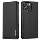 For iPhone 16 Pro LC.IMEEKE L1 Series Frosted Fine Texture PU Phone Case(Black) - 2