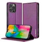 For iPhone 16 Pro LC.IMEEKE L1 Series Frosted Fine Texture PU Phone Case(Purple) - 1