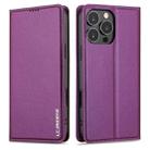 For iPhone 16 Pro LC.IMEEKE L1 Series Frosted Fine Texture PU Phone Case(Purple) - 2