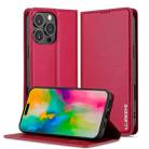 For iPhone 16 Pro LC.IMEEKE L1 Series Frosted Fine Texture PU Phone Case(Red) - 1