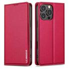 For iPhone 16 Pro LC.IMEEKE L1 Series Frosted Fine Texture PU Phone Case(Red) - 2