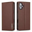 For iPhone 16 Plus LC.IMEEKE L1 Series Frosted Fine Texture PU Phone Case(Brown) - 2