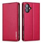 For iPhone 16 Plus LC.IMEEKE L1 Series Frosted Fine Texture PU Phone Case(Red) - 2