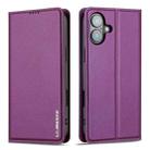 For iPhone 16 LC.IMEEKE L1 Series Frosted Fine Texture PU Phone Case(Purple) - 2