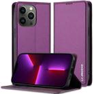 For iPhone 11 Pro Max LC.IMEEKE L1 Series Frosted Fine Texture PU Phone Case(Purple) - 1