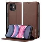 For iPhone 12 mini / 13 mini LC.IMEEKE L1 Series Frosted Fine Texture PU Phone Case(Brown) - 1