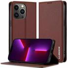 For iPhone 12 Pro Max LC.IMEEKE L1 Series Frosted Fine Texture PU Phone Case(Brown) - 1
