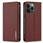 For iPhone 12 Pro Max LC.IMEEKE L1 Series Frosted Fine Texture PU Phone Case(Brown) - 2