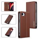 For iPhone 16e LC.IMEEKE L1 Series Frosted Fine Texture PU Phone Case(Brown) - 1
