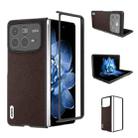 For Xiaomi Mix Fold 4 ABEEL Genuine Leather Elegant Black Edge Phone Case(Coffee) - 1