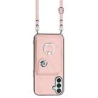 For Samsung Galaxy F15 / M15 Organ Card Bag Ring Holder Phone Case with Long Lanyard(Pink) - 2
