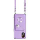 For Samsung Galaxy XCover7 Organ Card Bag Ring Holder Phone Case with Long Lanyard(Purple) - 2