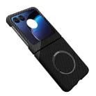 For Motorola Razr 50 Carbon Fiber Texture MagSafe Magnetic Phone Case(Black Silver) - 1