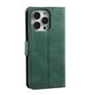 For iPhone 16 Pro Max Nail Skin Feel Stitching Calf Texture Leather Phone Case(Green) - 3