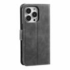 For iPhone 16 Pro Max Nail Skin Feel Stitching Calf Texture Leather Phone Case(Grey) - 3