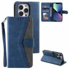 For iPhone 16 Pro Max Nail Skin Feel Stitching Calf Texture Leather Phone Case(Blue) - 1