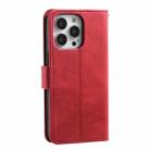 For iPhone 16 Pro Max Nail Skin Feel Stitching Calf Texture Leather Phone Case(Red) - 3