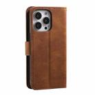 For iPhone 16 Pro Max Nail Skin Feel Stitching Calf Texture Leather Phone Case(Brown) - 3