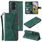 For iPhone 16 Plus Nail Skin Feel Stitching Calf Texture Leather Phone Case(Green) - 1