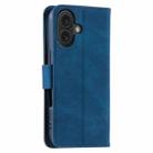 For iPhone 16 Plus Nail Skin Feel Stitching Calf Texture Leather Phone Case(Blue) - 3