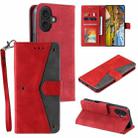 For iPhone 16 Plus Nail Skin Feel Stitching Calf Texture Leather Phone Case(Red) - 1