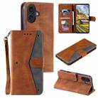 For iPhone 16 Plus Nail Skin Feel Stitching Calf Texture Leather Phone Case(Brown) - 1