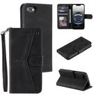 For iPhone 16e Nail Skin Feel Stitching Calf Texture Leather Phone Case(Black) - 1