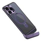 For iPhone 14 Pro Metal Scissor Design Aroma MagSafe Ring Holder Phone Case(Purple) - 1