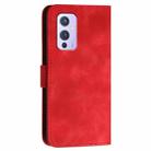 For OnePlus 9 YX0080 Grid Butterfly Embossed Pattern Flip Leather Phone Case with Lanyard(Red) - 3