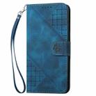 For OnePlus 9 YX0080 Grid Butterfly Embossed Pattern Flip Leather Phone Case with Lanyard(Dark Blue) - 2