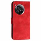 For OnePlus 12 YX0080 Grid Butterfly Embossed Pattern Flip Leather Phone Case with Lanyard(Red) - 3