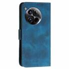 For OnePlus 12 YX0080 Grid Butterfly Embossed Pattern Flip Leather Phone Case with Lanyard(Dark Blue) - 3