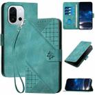 For OnePlus 13T Grid Butterfly Embossed Pattern Flip Leather Phone Case with Lanyard(Light Blue) - 1