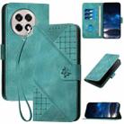 For OnePlus Ace 5 / 13R Global Grid Butterfly Embossed Pattern Flip Leather Phone Case with Lanyard(Light Blue) - 1