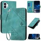 For Nothing Phone 1 YX0080 Grid Butterfly Embossed Pattern Flip Leather Phone Case with Lanyard(Light Blue) - 1