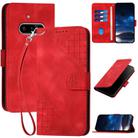 For Nothing Phone 3a YX0080 Grid Butterfly Embossed Pattern Leather Phone Case with Lanyard(Red) - 1