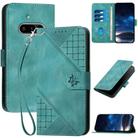 For Nothing Phone 3a YX0080 Grid Butterfly Embossed Pattern Leather Phone Case with Lanyard(Light Blue) - 1