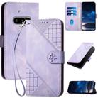 For Nothing Phone 3a YX0080 Grid Butterfly Embossed Pattern Leather Phone Case with Lanyard(Light Purple) - 1