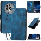 For Nothing Phone 3a Pro YX0080 Grid Butterfly Embossed Pattern Leather Phone Case with Lanyard(Dark Blue) - 1